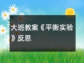 大班教案《平衡實(shí)驗(yàn)》反思
