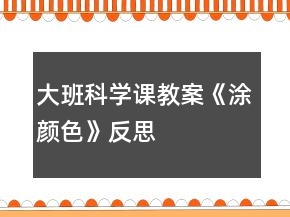 大班科學(xué)課教案《涂顏色》反思