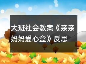 大班社會教案《親親媽媽愛心盒》反思