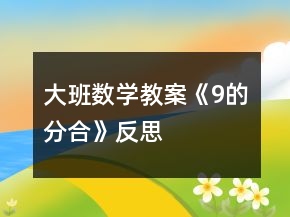 大班數(shù)學(xué)教案《9的分合》反思