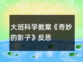 大班科學教案《奇妙的影子》反思