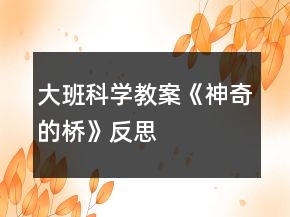 大班科學(xué)教案《神奇的橋》反思