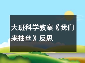 大班科學(xué)教案《我們來抽絲》反思