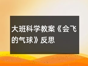 大班科學(xué)教案《會(huì)飛的氣球》反思