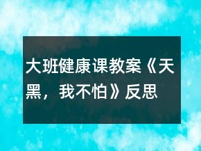 大班健康課教案《天黑，我不怕》反思