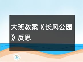 大班教案《長(zhǎng)風(fēng)公園》反思