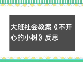 大班社會(huì)教案《不開心的小樹》反思