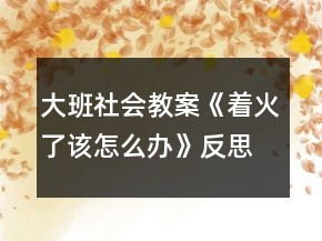 大班社會教案《著火了該怎么辦》反思