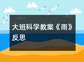 大班科學(xué)教案《雨》反思