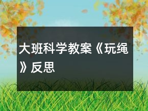 大班科學(xué)教案《玩繩》反思