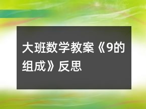 大班數(shù)學(xué)教案《9的組成》反思