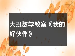 大班數(shù)學(xué)教案《我的好伙伴》