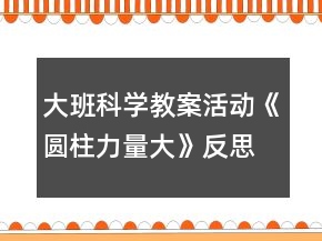 大班科學(xué)教案活動《圓柱力量大》反思