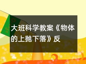 大班科學教案《物體的上拋、下落》反思