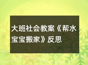 大班社會(huì)教案《幫水寶寶搬家》反思