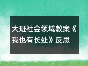 大班社會(huì)領(lǐng)域教案《我也有長處》反思