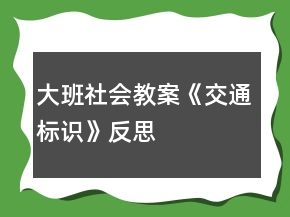 大班社會(huì)教案《交通標(biāo)識(shí)》反思