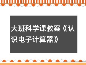 大班科學(xué)課教案《認(rèn)識電子計(jì)算器》