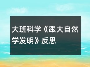 大班科學(xué)《跟大自然學(xué)發(fā)明》反思
