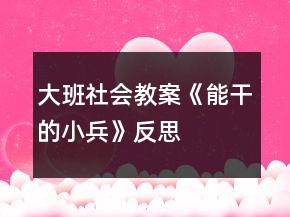 大班社會教案《能干的小兵》反思