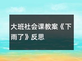 大班社會(huì)課教案《下雨了》反思