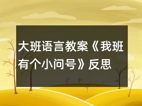 大班語言教案《我班有個小問號》反思