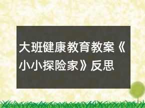 大班健康教育教案《小小探險家》反思