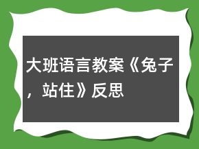 大班語言教案《兔子，站住》反思