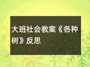 大班社會教案《各種樹》反思