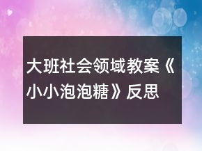 大班社會(huì)領(lǐng)域教案《小小泡泡糖》反思