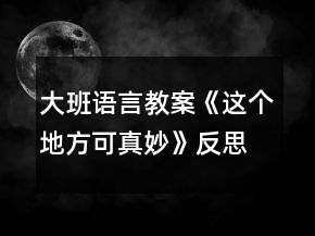 大班語言教案《這個(gè)地方可真妙》反思