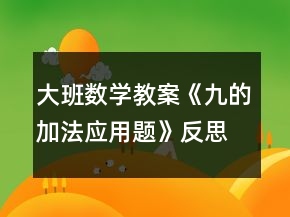 大班數(shù)學(xué)教案《九的加法應(yīng)用題》反思