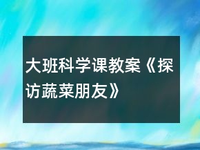 大班科學(xué)課教案《探訪蔬菜朋友》