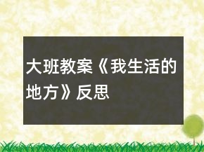 大班教案《我生活的地方》反思