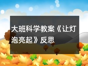 大班科學(xué)教案《讓燈泡亮起》反思