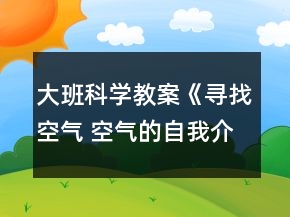 大班科學教案《尋找空氣 空氣的自我介紹 》反思
