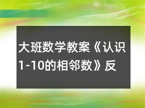 大班數(shù)學(xué)教案《認(rèn)識1-10的相鄰數(shù)》反思