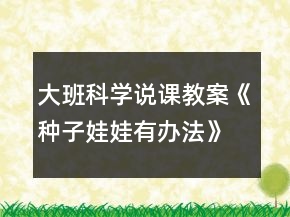 大班科學(xué)說課教案《種子娃娃有辦法》反思