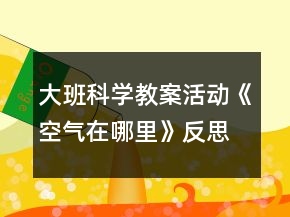 大班科學(xué)教案活動(dòng)《空氣在哪里》反思