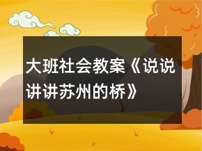 大班社會教案《說說、講講蘇州的橋》反思