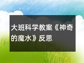 大班科學(xué)教案《神奇的魔水》反思