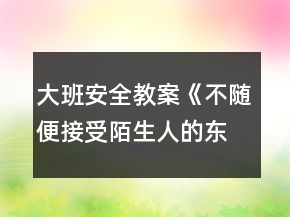 大班安全教案《不隨便接受陌生人的東西》反思