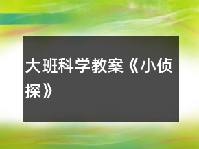 大班科學教案《小偵探》