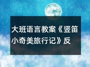 大班語(yǔ)言教案《豎笛小奇美旅行記》反思