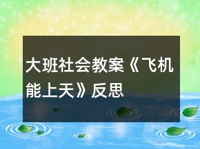 大班社會教案《飛機能上天》反思