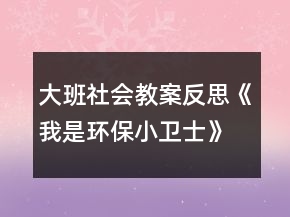 大班社會(huì)教案反思《我是環(huán)保小衛(wèi)士》
