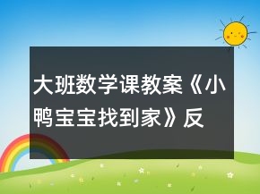 大班數(shù)學課教案《小鴨寶寶找到家》反思