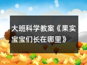 大班科學教案《果實寶寶們長在哪里》反思