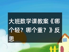 大班數(shù)學(xué)課教案《哪個(gè)輕？哪個(gè)重？》反思
