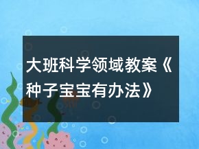 大班科學(xué)領(lǐng)域教案《種子寶寶有辦法》反思